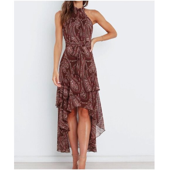 Petal & Pup Dresses & Skirts - Petal + Pup Women's Tia Dress Size 2 Brown Paisley Floral Midi